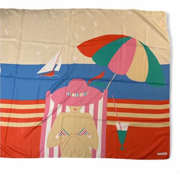 Laura Borghese Vintage Beach Tapestry/Sarong with Umbrella and Sailboats - Picture 6 of 7